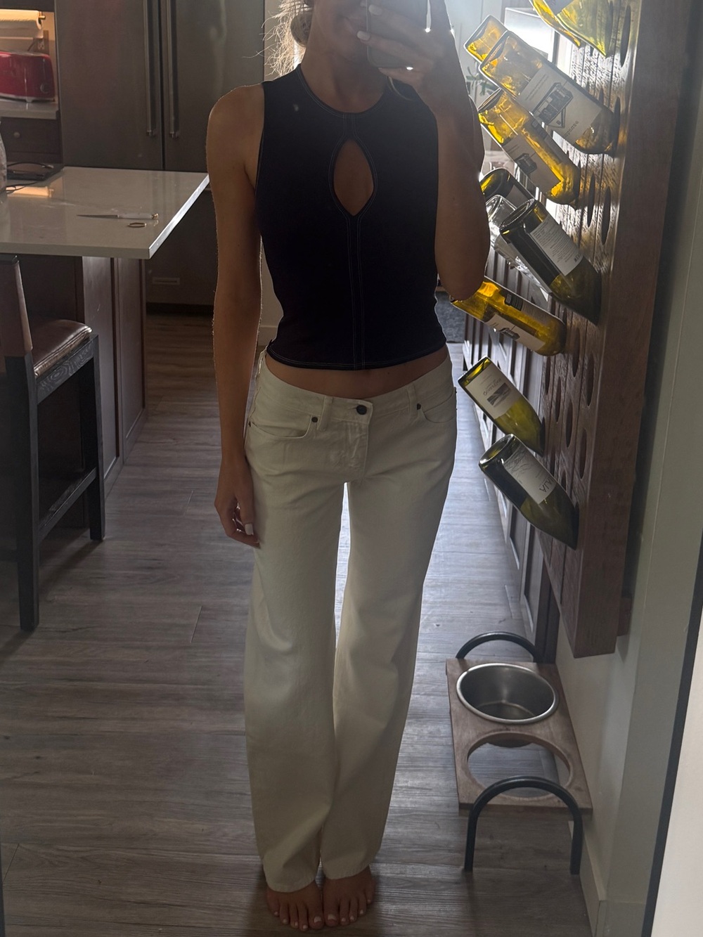Reformation navy Sleeveless Keyhole Crop Top